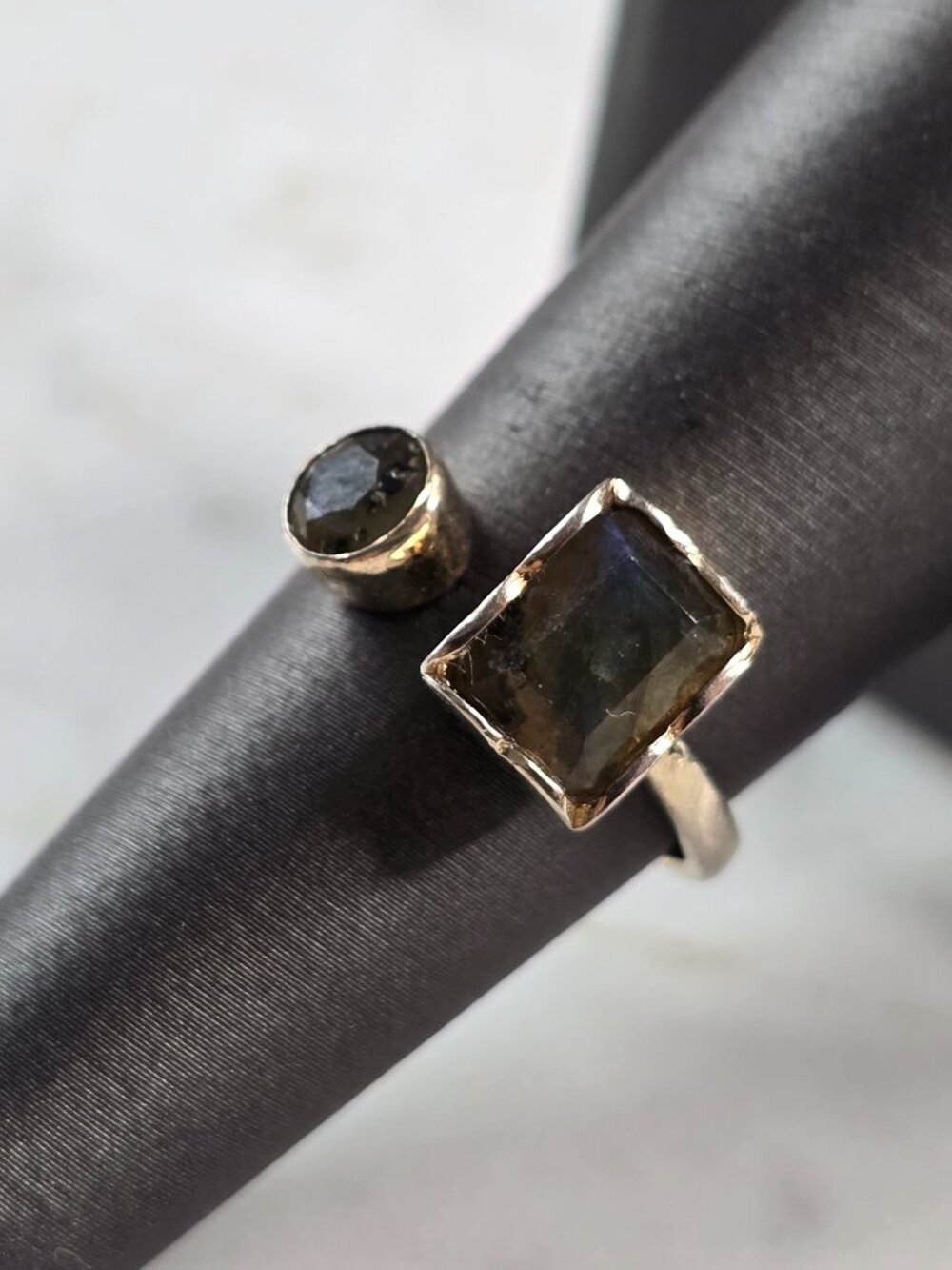 Womens Vintage Estate Sterling Silver Labradorite Ring 2.9g E1928